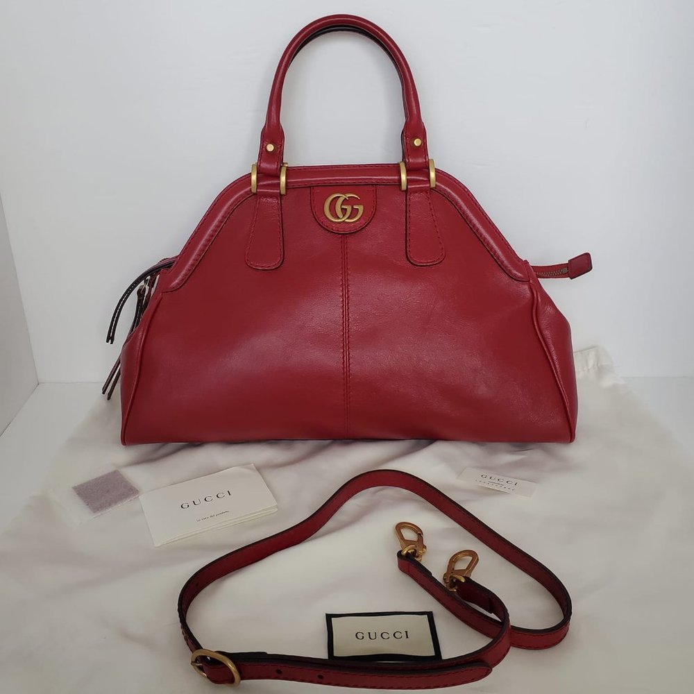 Authentic Gucci Red Calfskin Leather Rebelle